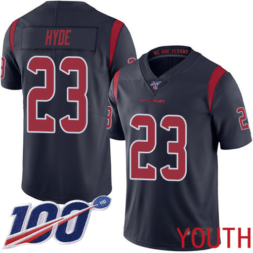Houston Texans Limited Navy Blue Youth Carlos Hyde Jersey NFL Football #23 100th Season Rush Vapor Untouchable